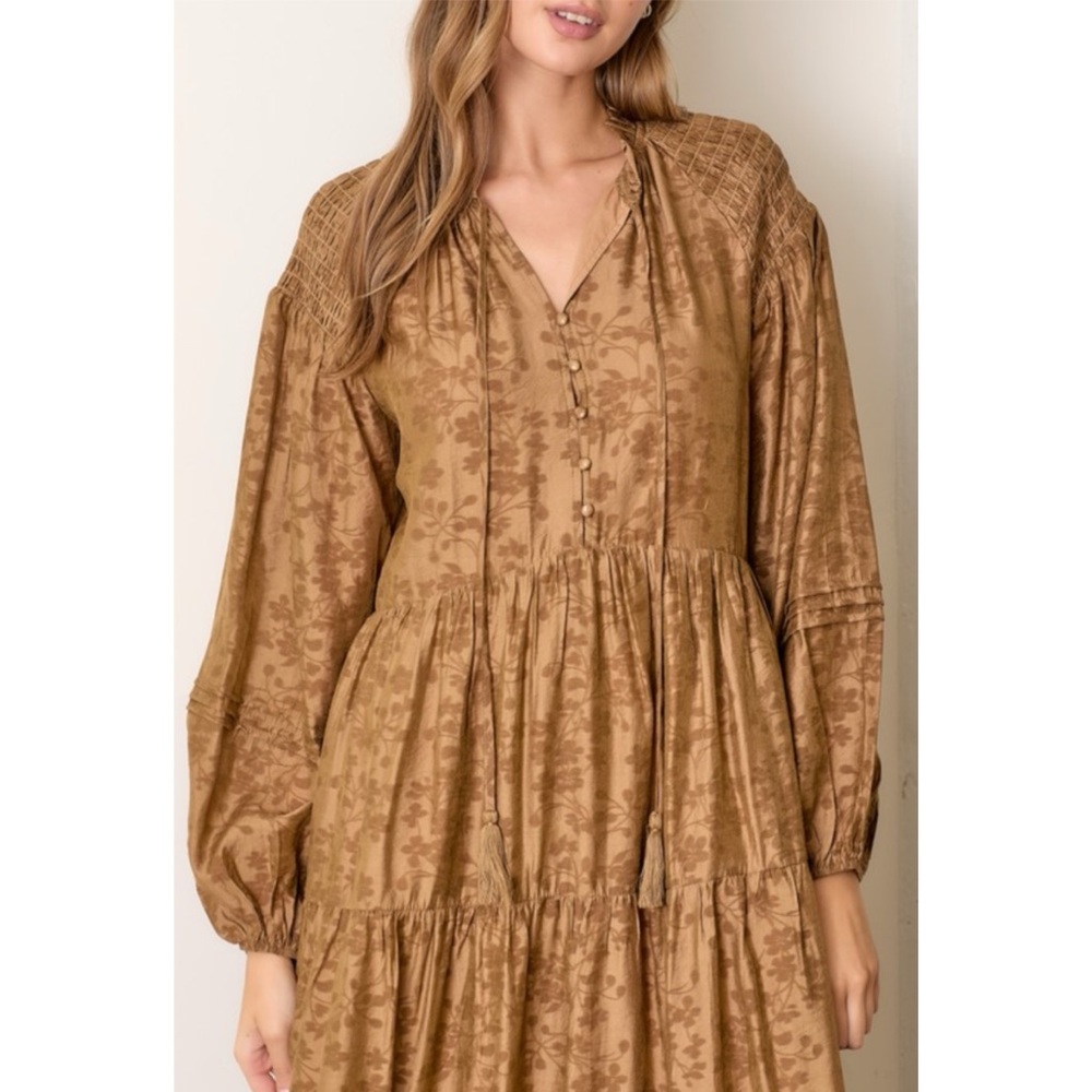 Elegant Brown Long Sleeve Dress